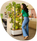 Gardyn Studio Grows 16 plants · Feeds 1-2 people  Studio 2 upgrades include easy clean columns and higher res cameras for even easier growing.